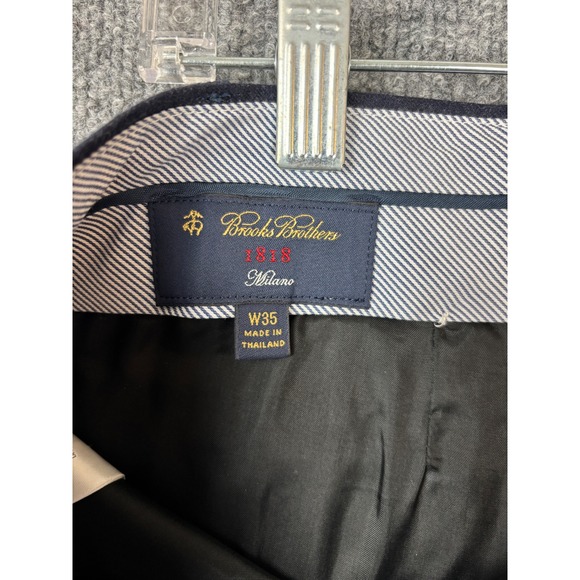 Brooks Brothers Dress Pants Men 36x30 Navy Blue 100% Wool Lined 1818 Milano - Picture 3 of 7